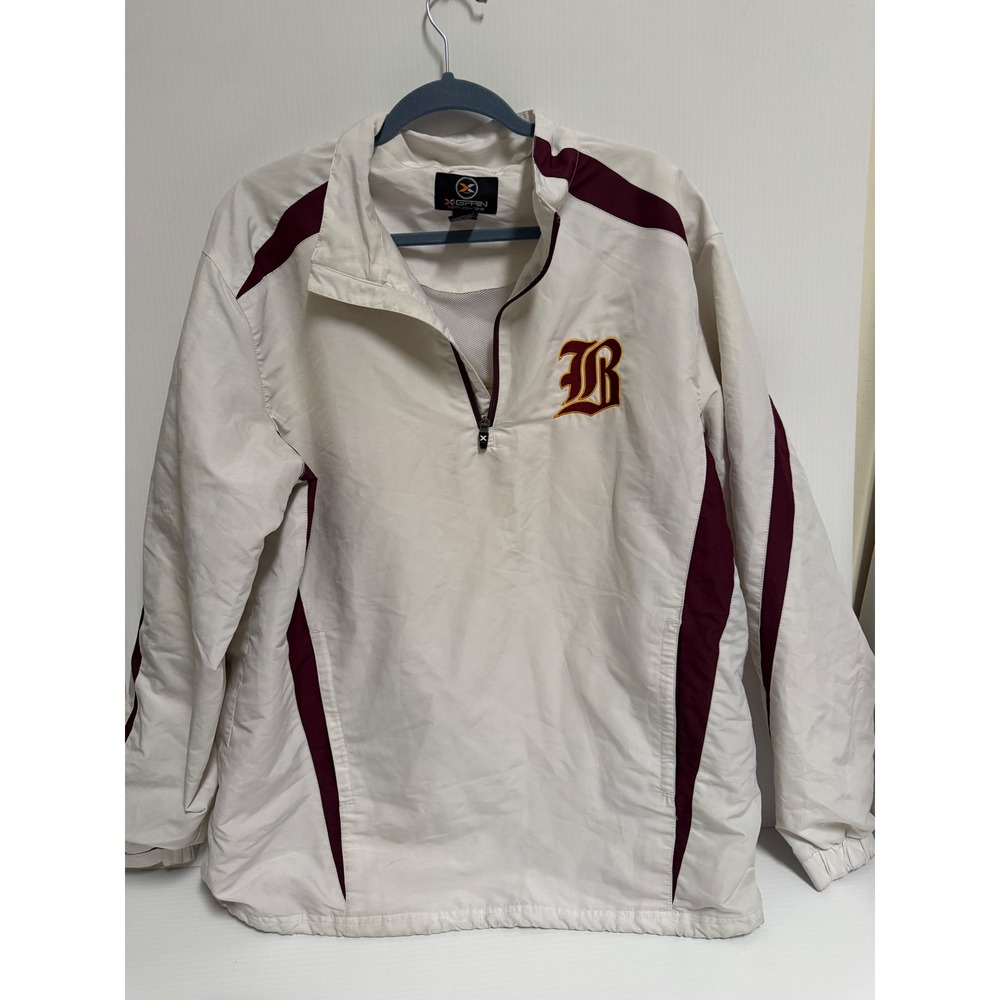 X-Grain Brookville Softball Quarter Zip Windbreaker Jacket White Maroon Mens M